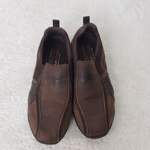 Skechers Relax Fit Gel Memory Foam 9.5 Mens Brown Leather Slip-on Shoe